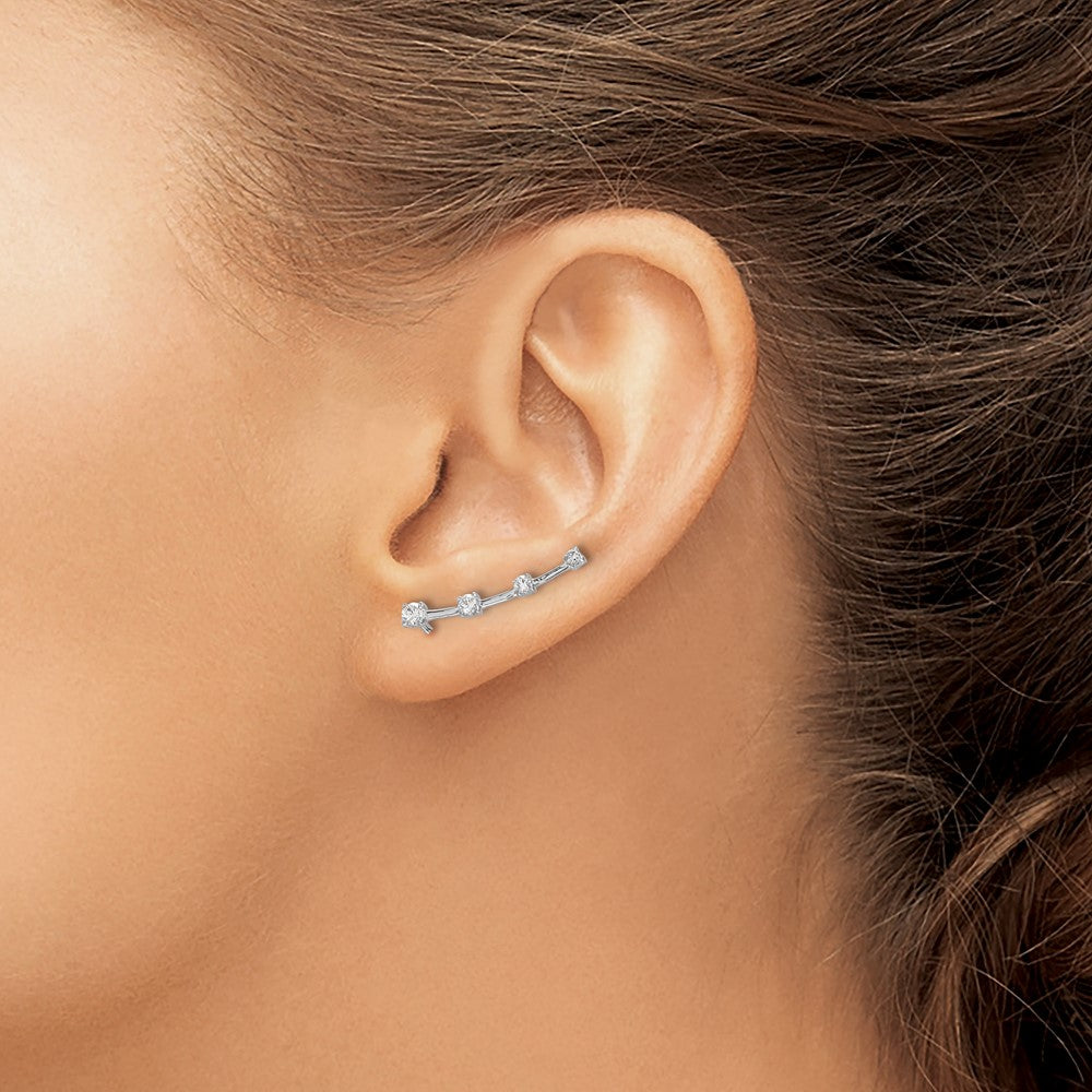 Shop Exclusive 14K White Gold Graduated Diamond Ear Climbers - Stylish Value!