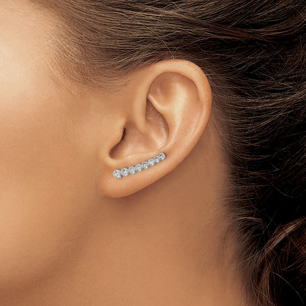 Buy Stylish 10K White Gold Diamond Graduated Ear Climbers - Luxury Earrings