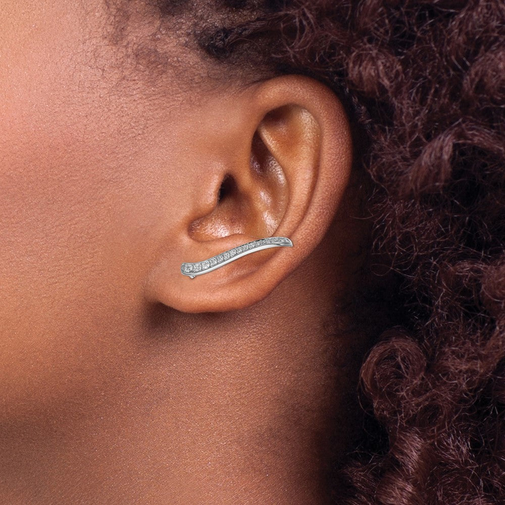 Shop Stylish 14K White Gold Diamond Climber Earrings - Affordable Luxury