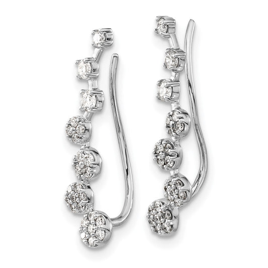 Exclusive 14K White Gold Diamond Climber Earrings - Stylish & Affordable Elegance