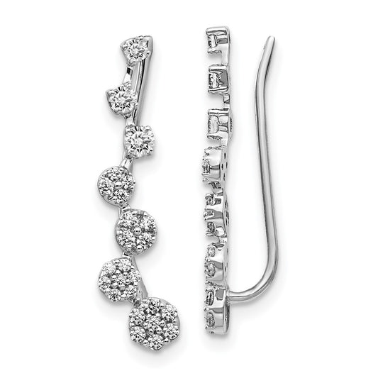 Exclusive 14K White Gold Diamond Climber Earrings - Stylish & Affordable Elegance