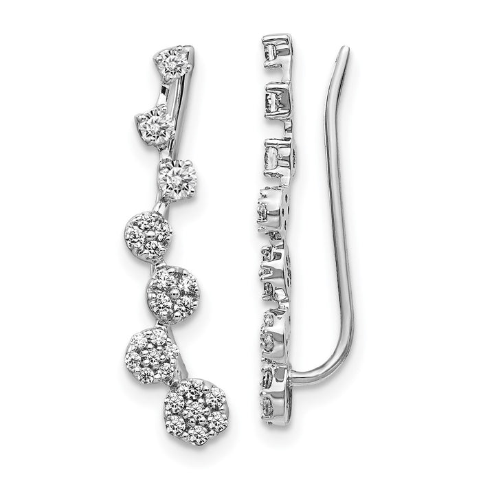 Exclusive 14K White Gold Diamond Climber Earrings - Stylish & Affordable Elegance-1