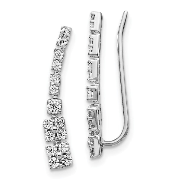 14K White Gold Diamond Climber Earrings - 0.85mm