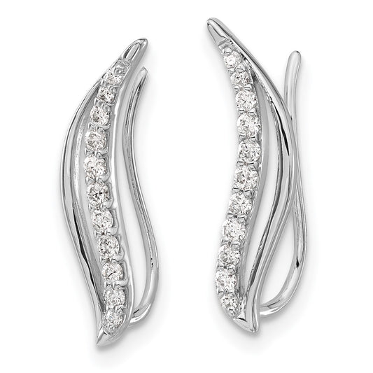 High-Quality 14K White Gold Diamond Wave Climber Earrings | Stylish Value!
