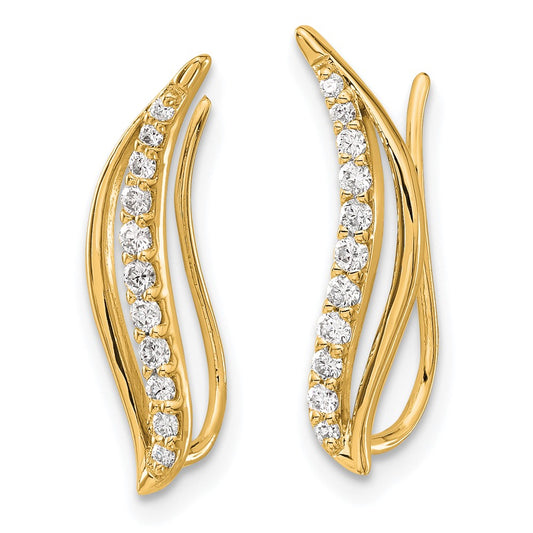 Shop Stylish 14K Yellow Gold Diamond Wave Ear Climbers - Affordable Luxury