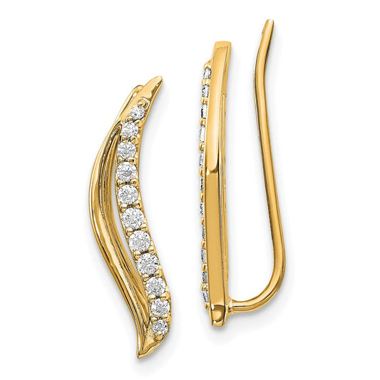 Shop Stylish 14K Yellow Gold Diamond Wave Ear Climbers - Affordable Luxury