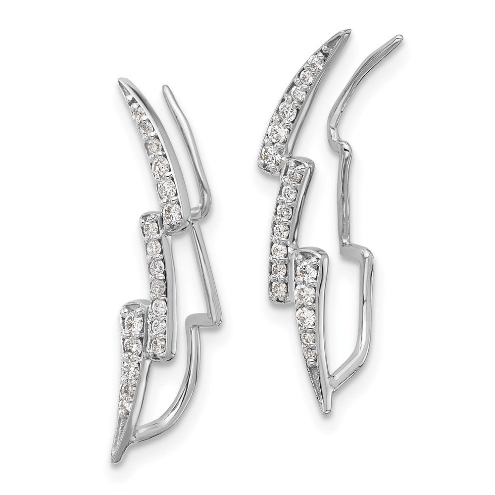 Exclusive 14K White Gold Lightning Bolt Ear Climbers with Diamonds - Stylish Value!