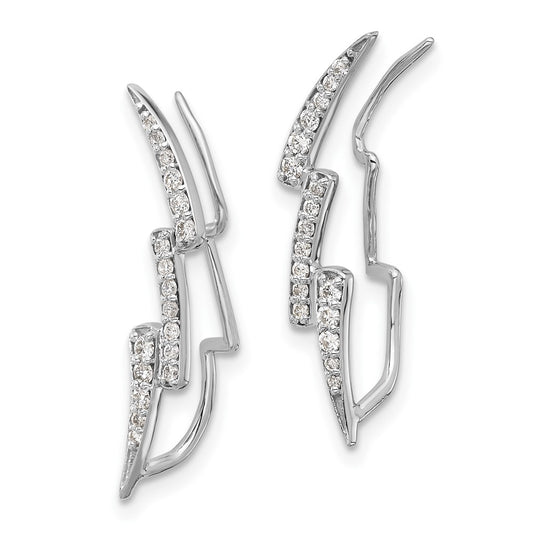 Exclusive 14K White Gold Lightning Bolt Ear Climbers with Diamonds - Stylish Value!