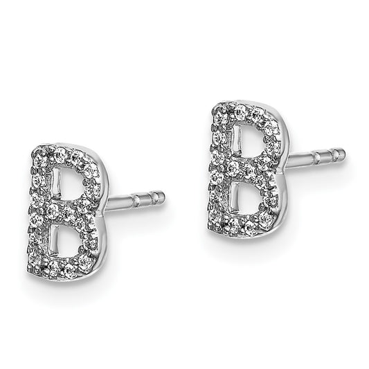 Buy Exclusive 14K White Gold Diamond Initial "B" Stud Earrings | Stylish Value