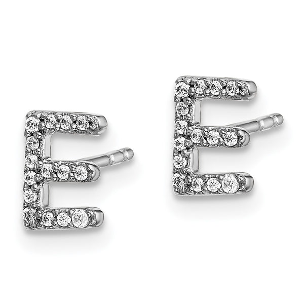 14K White Gold Diamond Initial "E" Stud Earrings - Style GR1-1002865