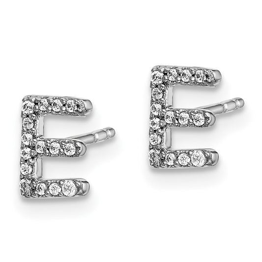 High-quality 14K White Gold Diamond Initial "E" Stud Earrings - Stylish Value