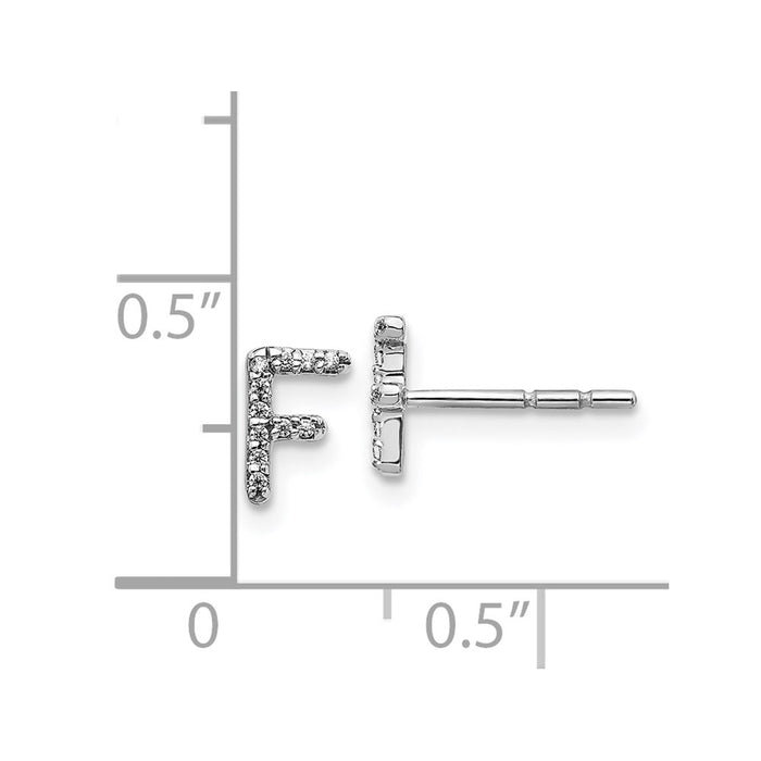 Shop Stylish 14K White Gold Diamond Initial "F" Stud Earrings - Affordable Luxury!-4