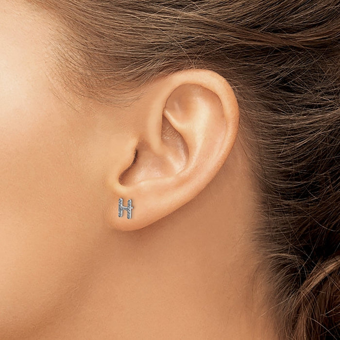 Shop Stylish 14K White Gold Diamond Initial "H" Stud Earrings - 0.85mm, Luxury Value-3