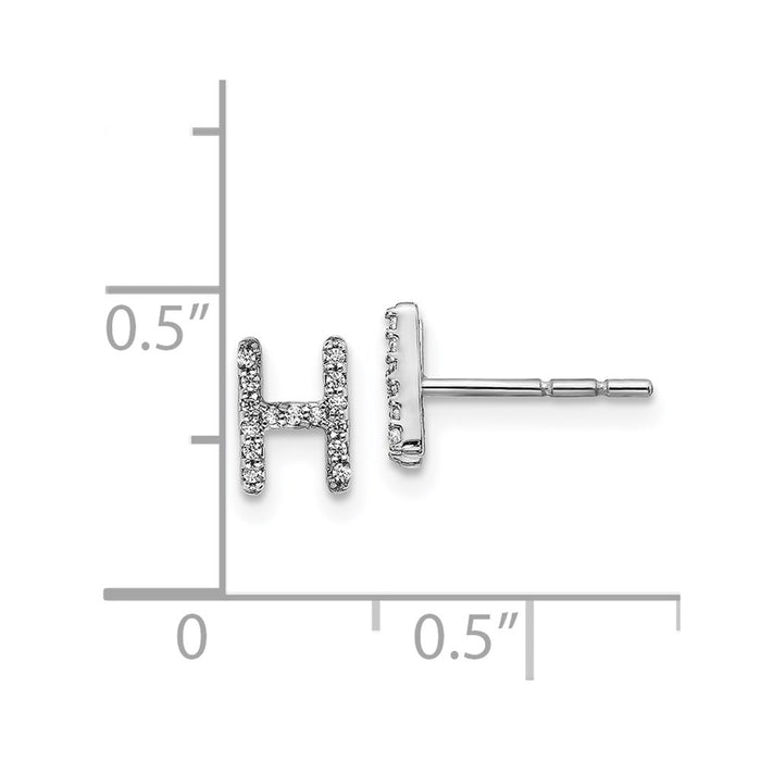 Shop Stylish 14K White Gold Diamond Initial "H" Stud Earrings - 0.85mm, Luxury Value-4