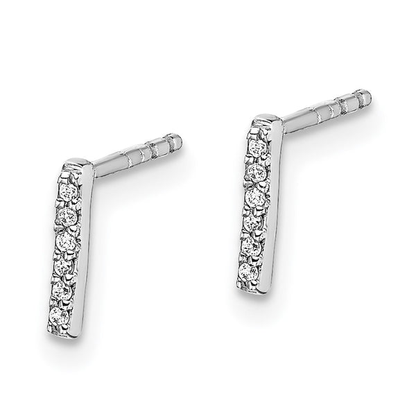 14K White Gold Diamond Initial "I" Stud Earrings