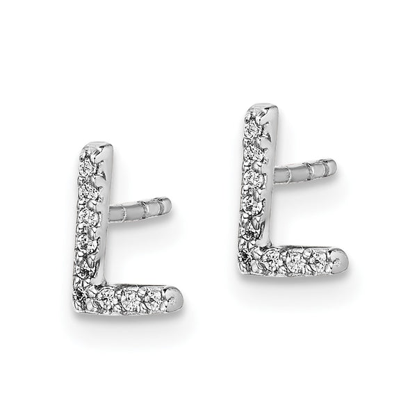 14K White Gold Diamond Initial "L" Earrings - Style GR1-1002872