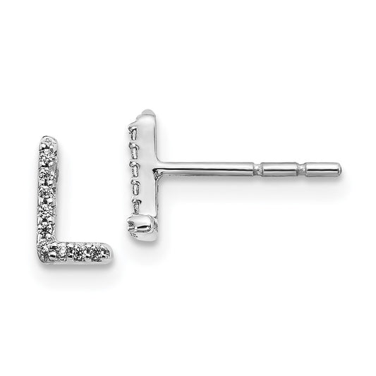 Shop Stylish 14K White Gold Diamond Initial "L" Earrings - Luxury Value Design