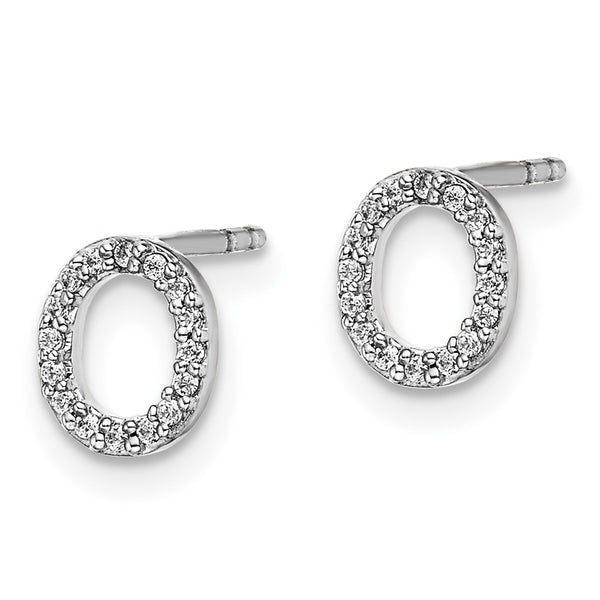 14K White Gold Diamond Initial "O" Stud Earrings