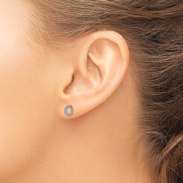 Buy 14K White Gold Diamond Initial "O" Stud Earrings - Stylish Luxury at Great Value-3