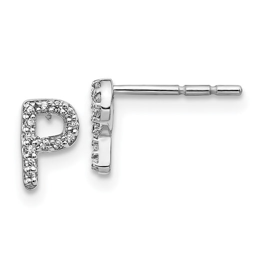 Buy Stylish 14K White Gold Diamond Initial P Stud Earrings - Affordable Luxury!