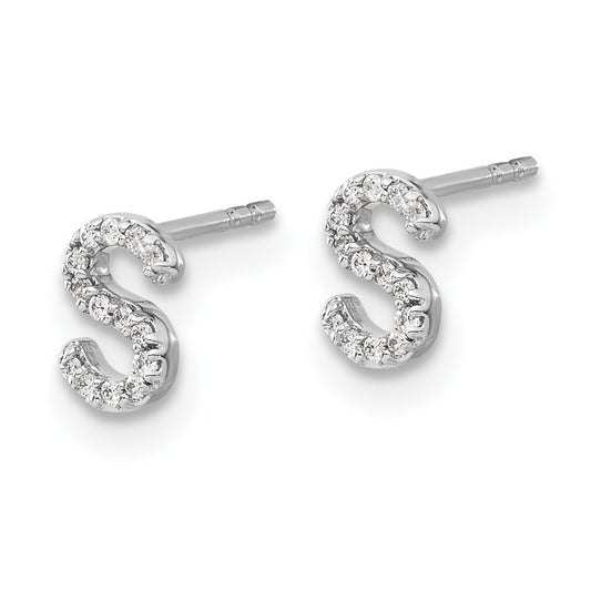 High-Quality 14K White Gold Diamond 'S' Earrings - Stylish Luxury Value!
