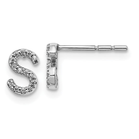High-Quality 14K White Gold Diamond 'S' Earrings - Stylish Luxury Value!