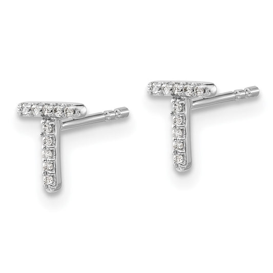 Buy 14K White Gold Diamond Initial T Stud Earrings - Stylish & Affordable Luxury