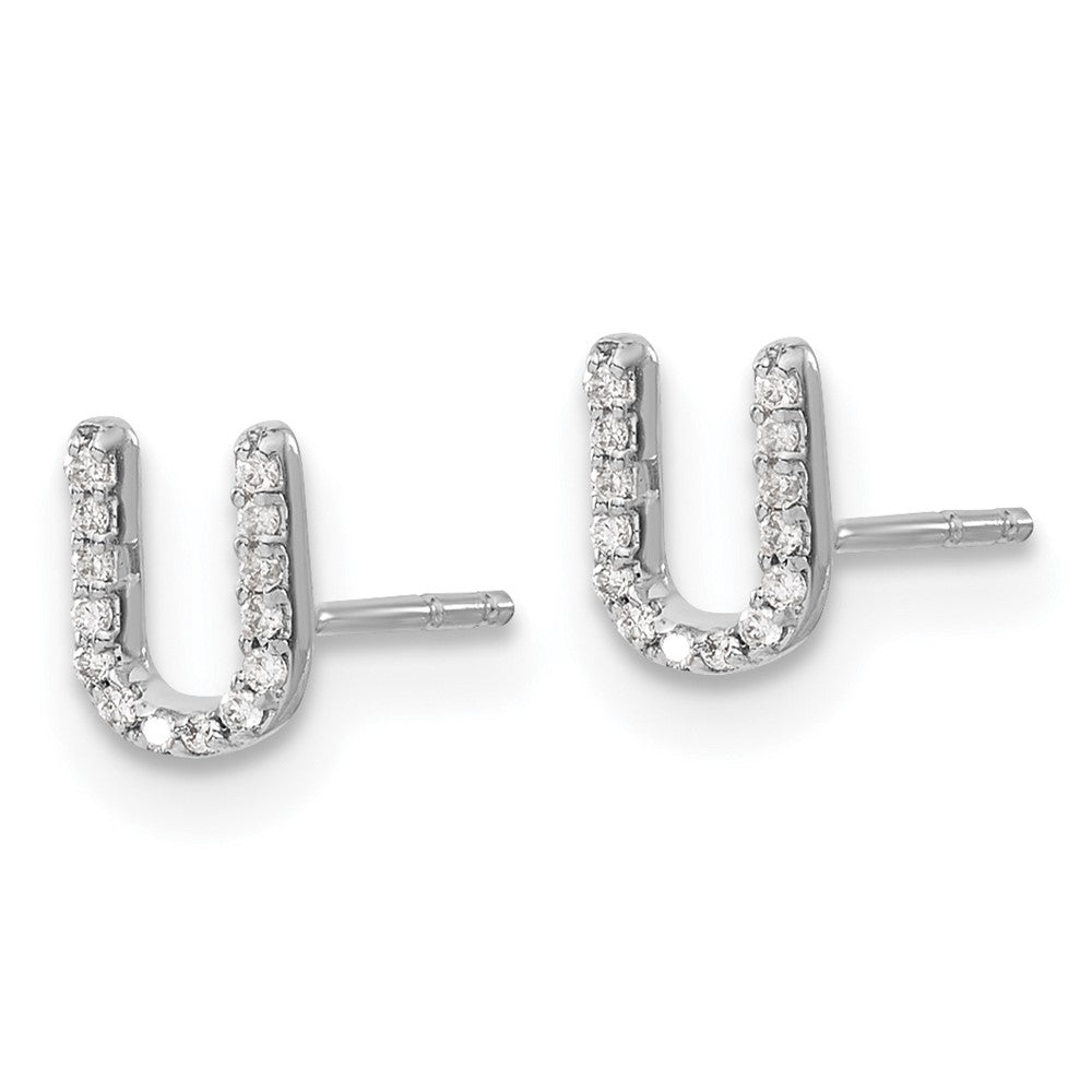 Shop Stylish 14K White Gold Diamond Initial "U" Stud Earrings - Affordable Luxury