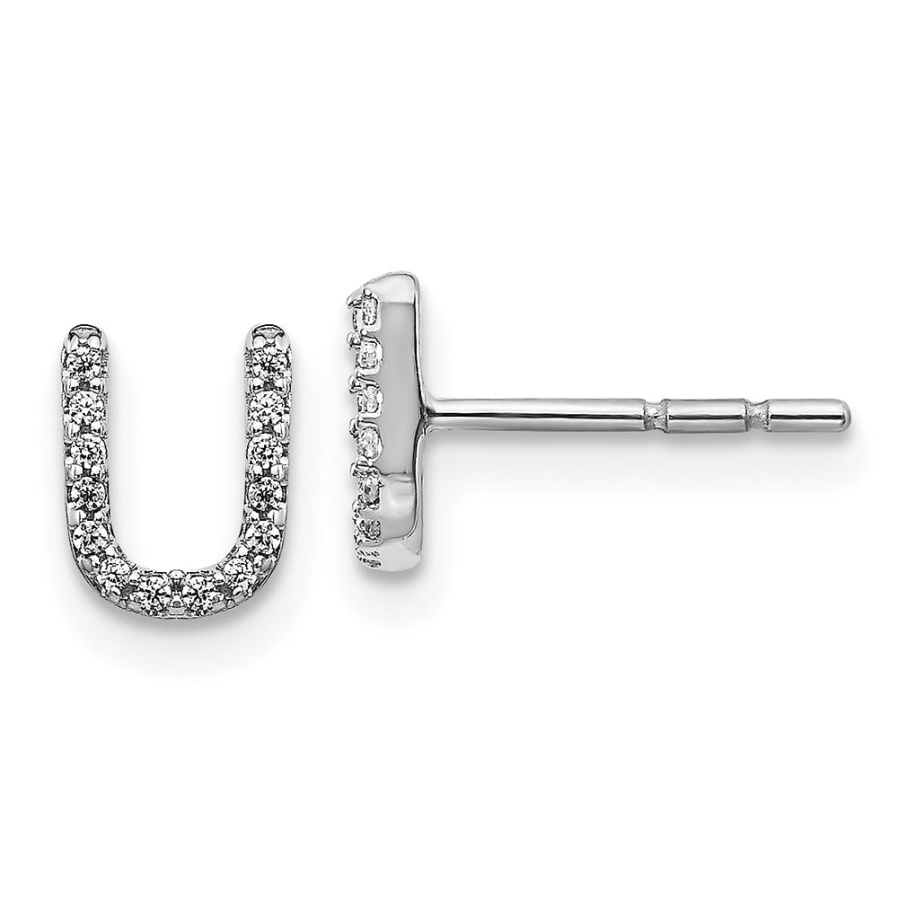 Shop Stylish 14K White Gold Diamond Initial "U" Stud Earrings - Affordable Luxury