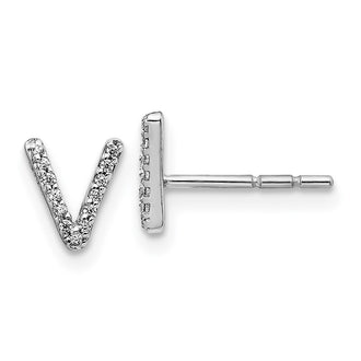 Shop Exclusive 14K White Gold Diamond "V" Earrings - Stylish & Affordable!