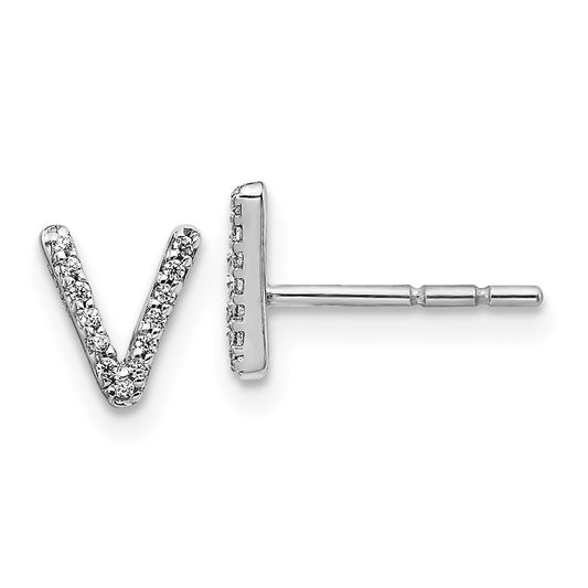 Shop Exclusive 14K White Gold Diamond "V" Earrings - Stylish & Affordable!