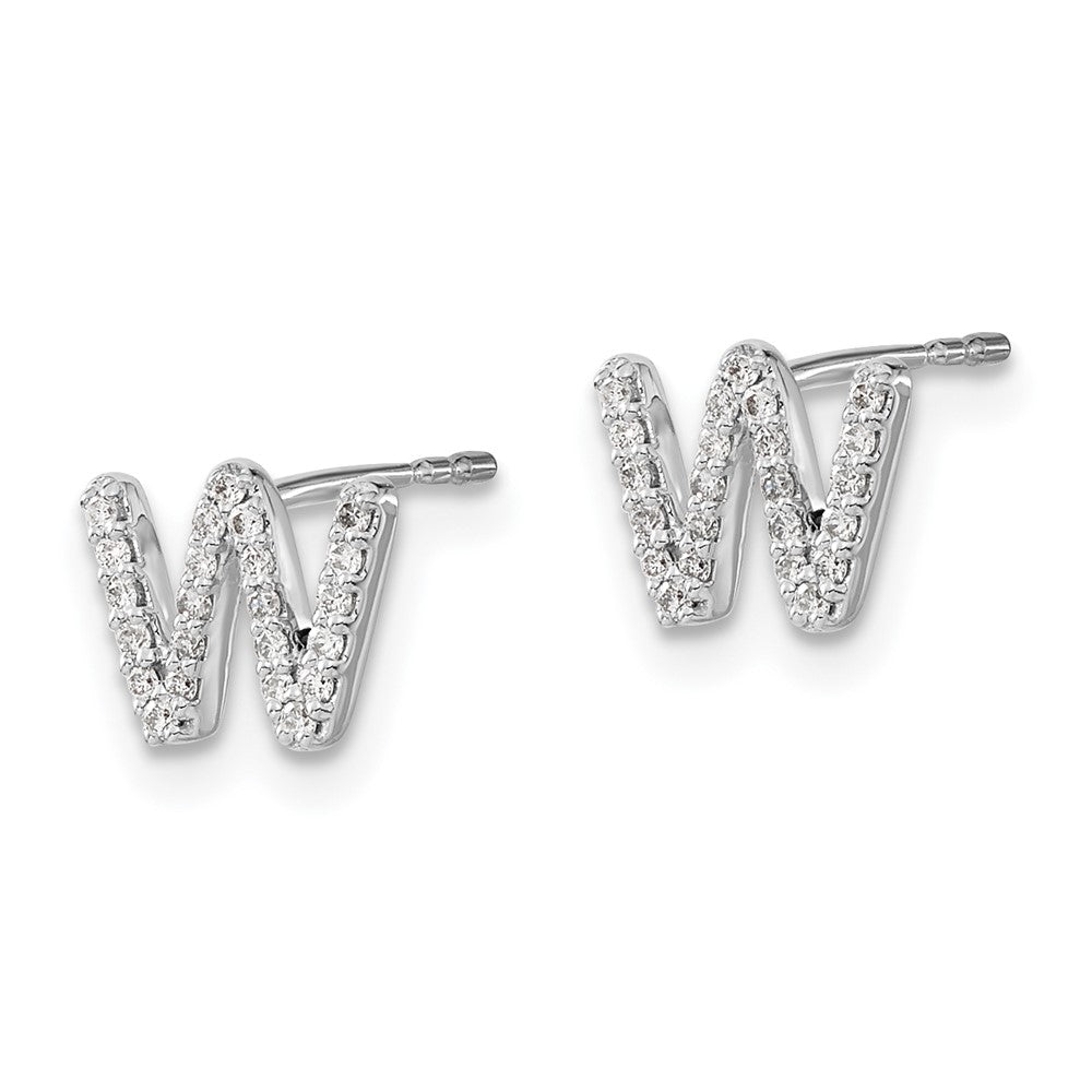 Shop 14K White Gold Diamond Initial 'W' Earrings - Stylish Luxury at Great Price!