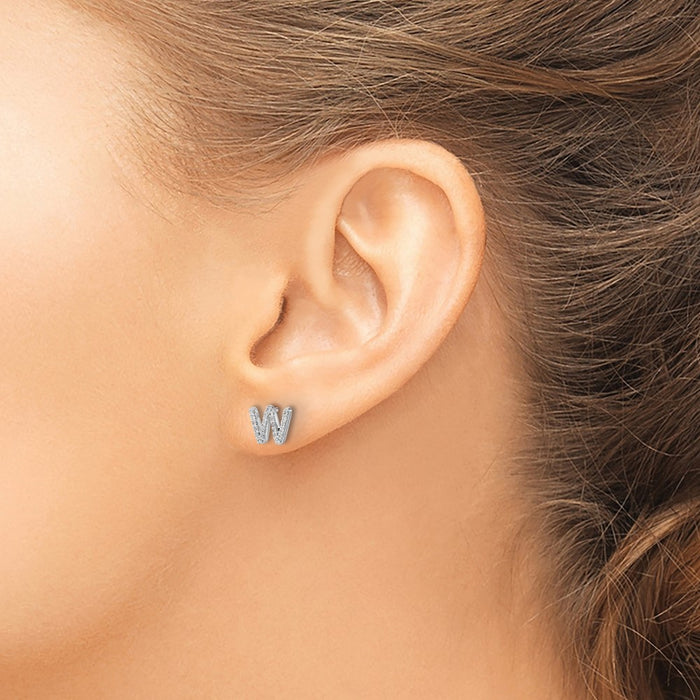 Shop 14K White Gold Diamond Initial 'W' Earrings - Stylish Luxury at Great Price!-3