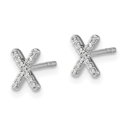 Buy Exclusive 14K White Gold Diamond Initial "X" Stud Earrings - Stylish Value!