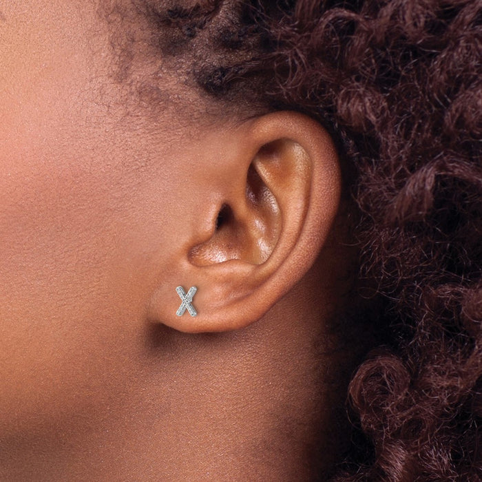 Buy Exclusive 14K White Gold Diamond Initial "X" Stud Earrings - Stylish Value!-3