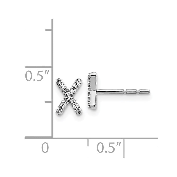 Buy Exclusive 14K White Gold Diamond Initial "X" Stud Earrings - Stylish Value!-4