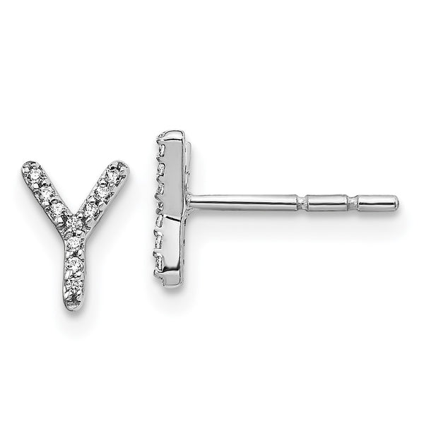 14K White Gold Diamond Initial "Y" Earrings - Style GR1-1002884