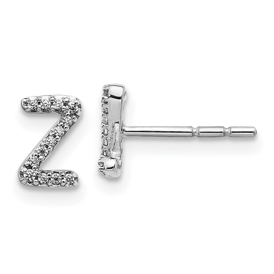 Exclusive 14K White Gold Diamond Initial "Z" Stud Earrings - Stylish Value