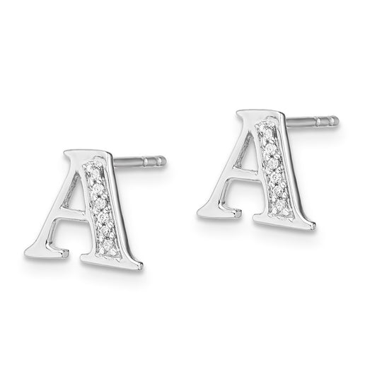 Buy Stylish 14K White Gold Diamond Initial "A" Stud Earrings - 0.85mm, Luxury!
