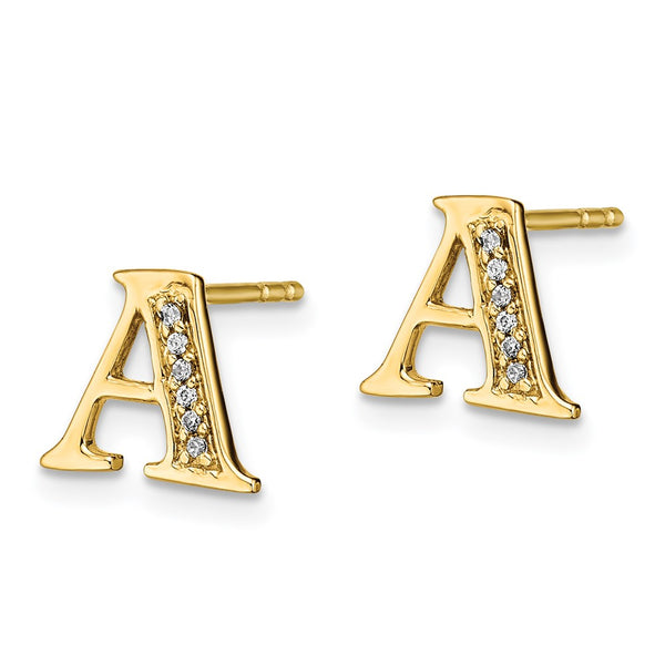 14K Gold Diamond Initial "A" Earrings