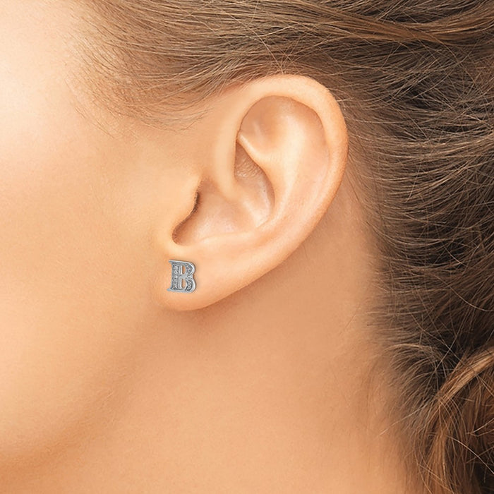 Shop Exclusive 14K White Gold Diamond Initial "B" Stud Earrings - Stylish Value-3