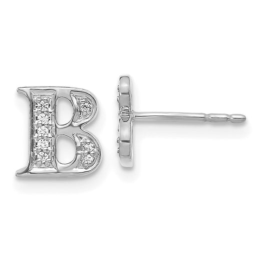 Shop Exclusive 14K White Gold Diamond Initial "B" Stud Earrings - Stylish Value