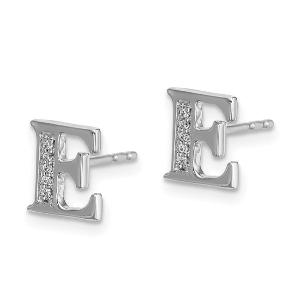 14K White Gold Diamond Initial "E" Stud Earrings - Style GR1-1016837
