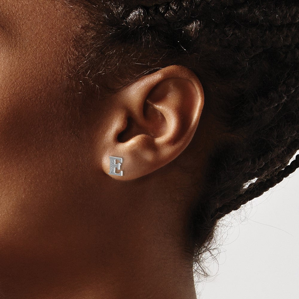 Buy Stylish 14K White Gold Diamond Initial "E" Stud Earrings - Luxury Value!