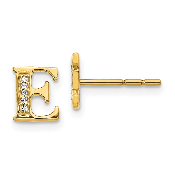 14K Gold Diamond Initial "E" Earrings