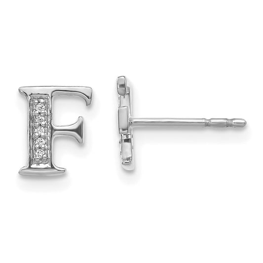 Shop Stylish 14K White Gold Diamond Initial "F" Earrings - Luxury Value Offer!