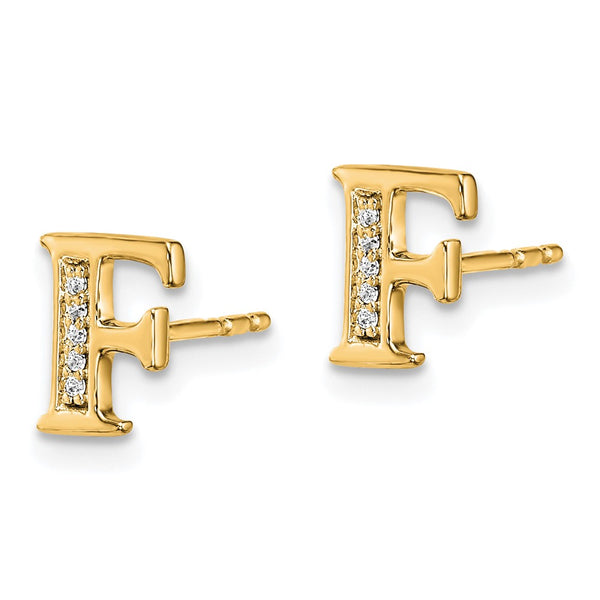 14K Gold Diamond Initial F Earrings