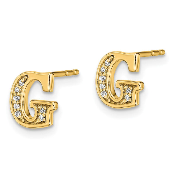14K Gold Diamond Initial "G" Earrings