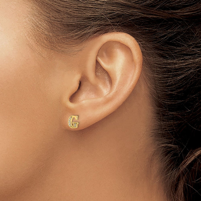 Shop 14K Gold Diamond Initial "G" Earrings - Stylish & Affordable Luxury!-3