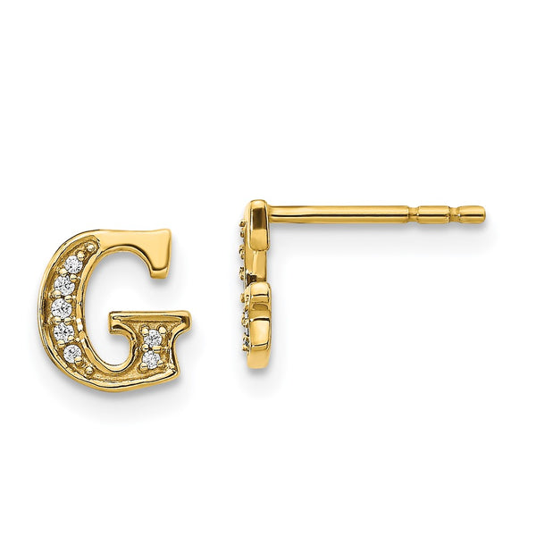 14K Gold Diamond Initial "G" Earrings